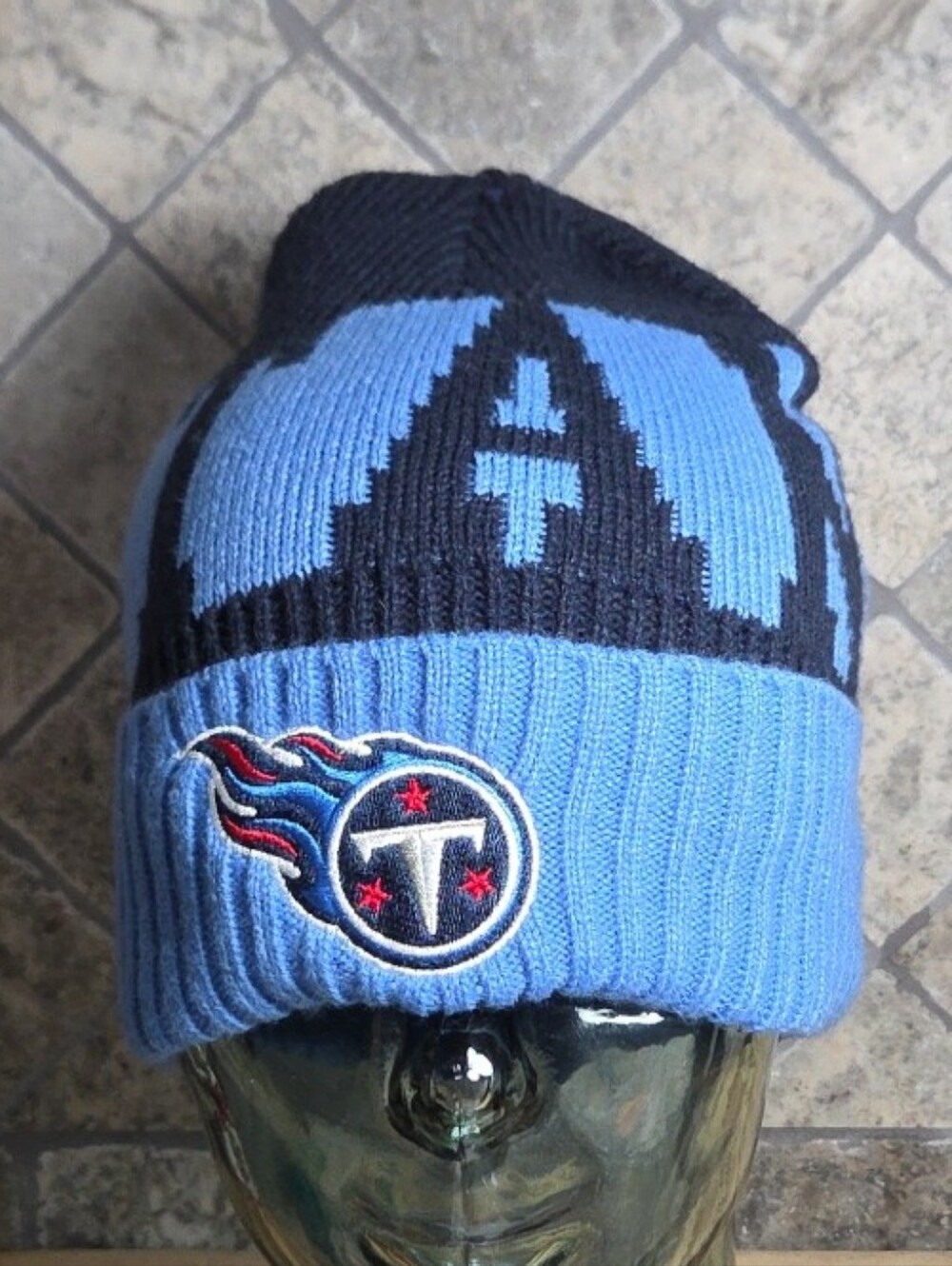 NFL Tennessee Titans Navy Lt Blue Cuffed Knit Beanie Skully Football Hat Boggin